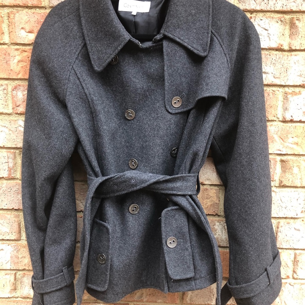 Calvin Klein gray wool blend pea coat